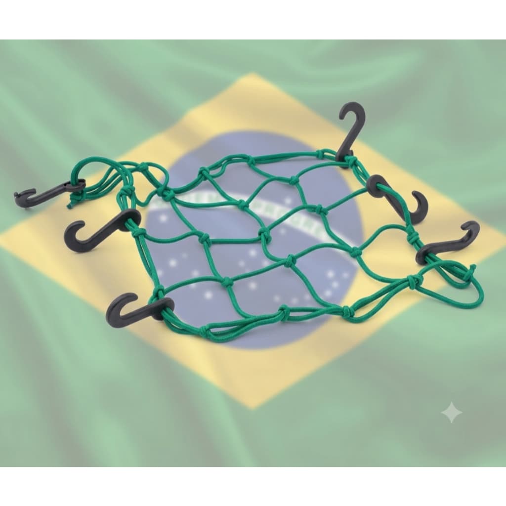 Rede Elástica Aranha verde Para Capacete e bagageiro moto/carro 35cm X 35cm Latex