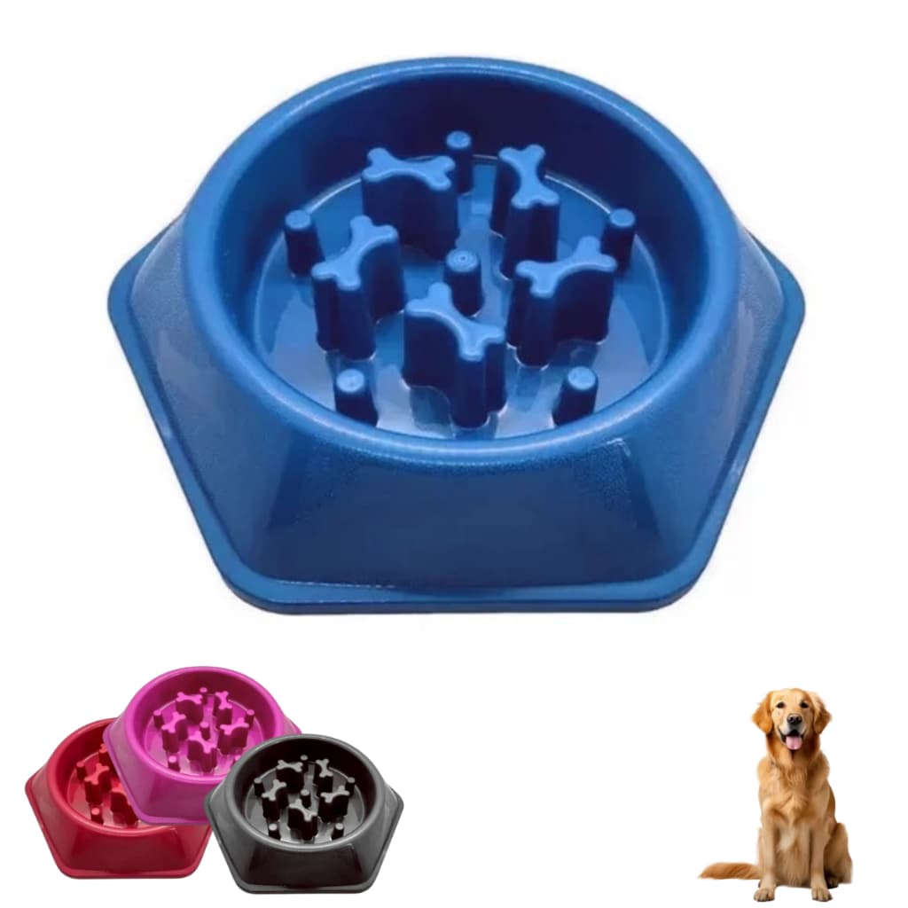 Comedouro Educativo Lento Cachorro Pet Animal Estimação Pote Ração Interativo Labirinto 600ml
