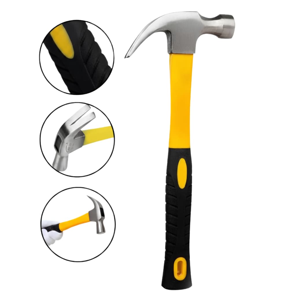 Martelo Unha Reta Profissional Cabo De Fibra Antiderrapante TPR Aço Forjado 23mm 27mm Resistente
