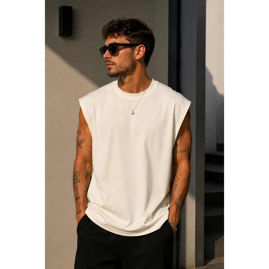 Camiseta Regata Oversized Masculina Premium Streetwear Confortável Tendência 2026