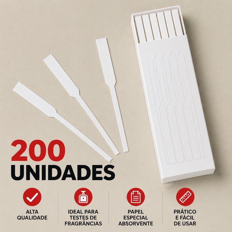 Fita Olfativa para Teste de Perfumes  • 200 Unidades • Papel Olfativo Profissional 200g