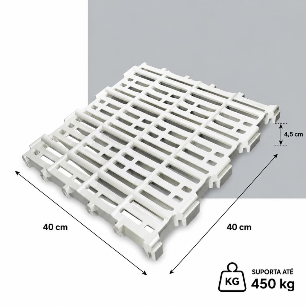 Kit 12 Pisos  Plástico Grade Maternidade Matriz 40x40 cm Branco Reforçado Suporta Até 450kg