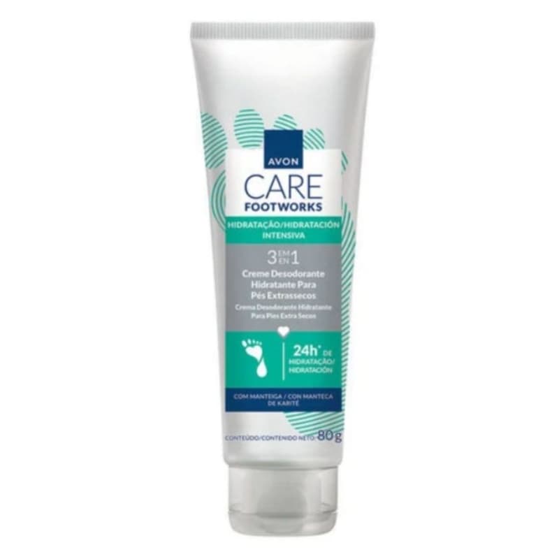 Creme Hidratante para Pés Foot Works Avon - Hidratação Profunda e Não Oleosa com Manteiga de Karité 80g