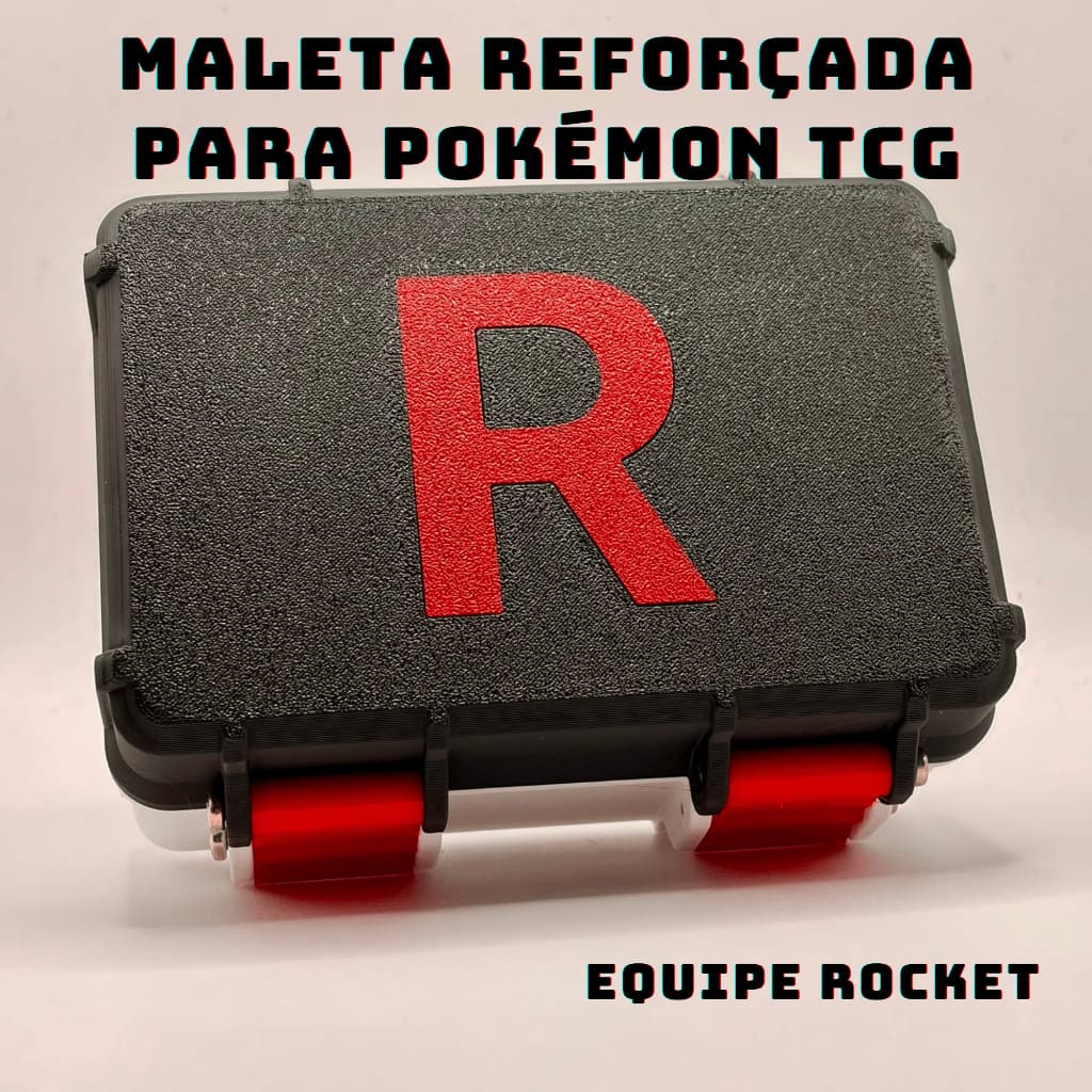 Deck box Maleta Pokémon TCG 3D + Moeda + Porta Deck 60+ Cartas + Equipe Rocket Kit Heróis Excelsos