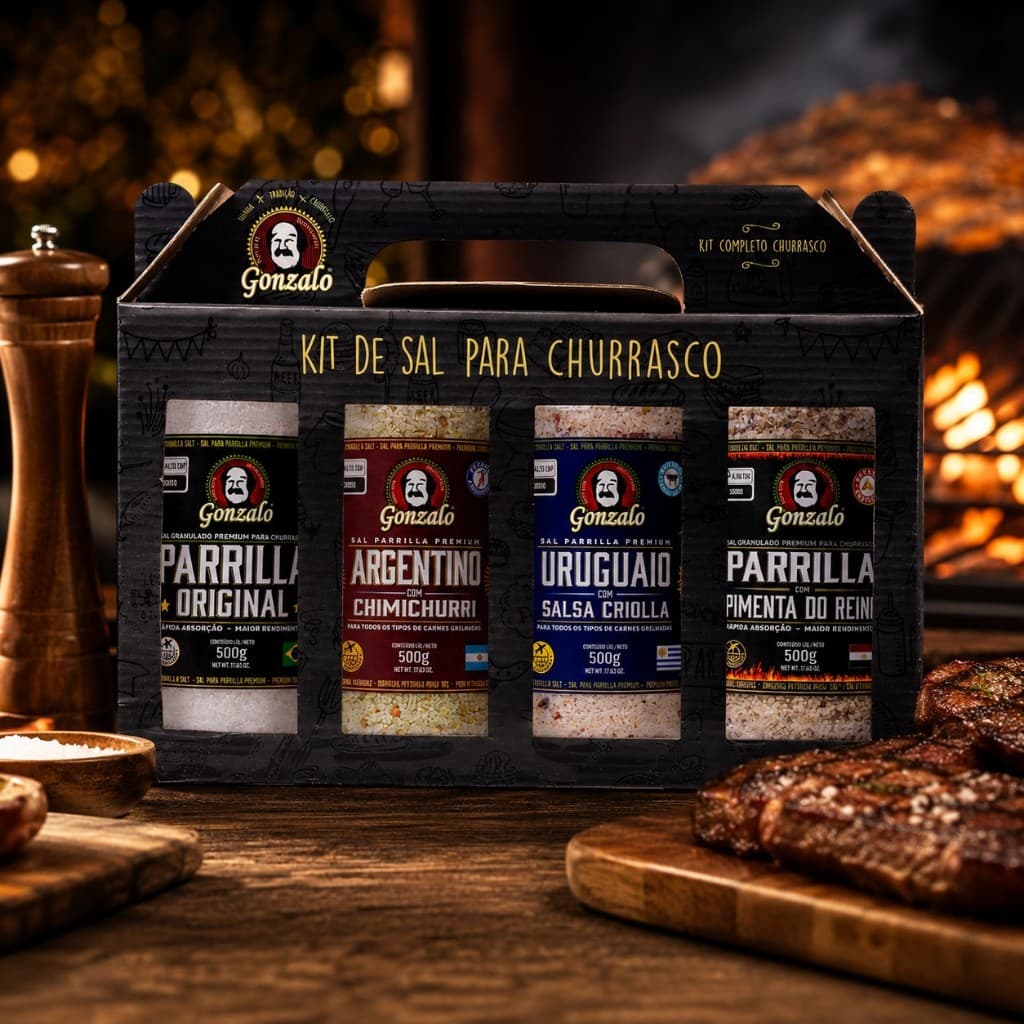 Kit 4 Sal De Parrilla Gonzalo 500g Carnes Churrasco Cozinha