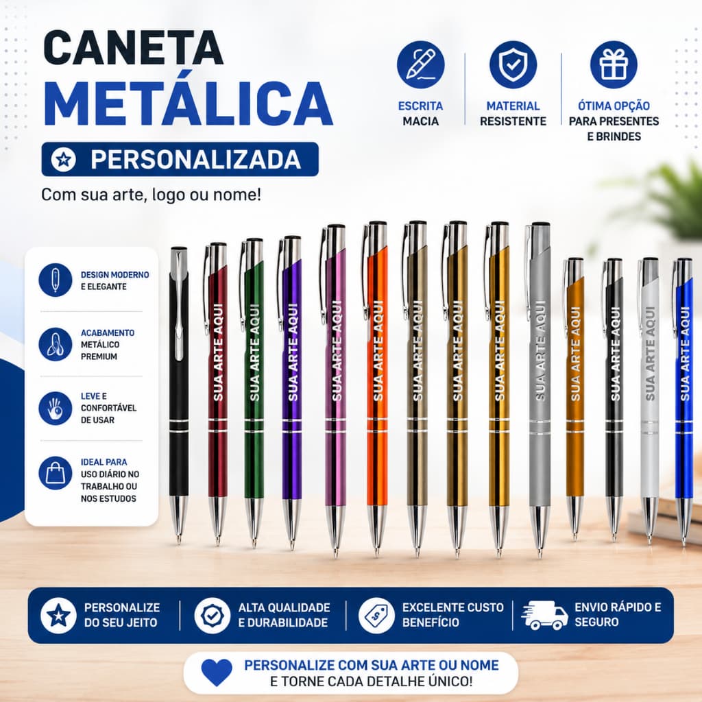 50 Canetas Esferográficas Personalizadas Em Gravação A Laser Com Sua Logo Nome & Frase