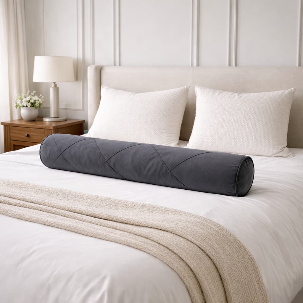 Rolo Decorativo Cabeceira Cama Casal Padrão Suede Aveludado