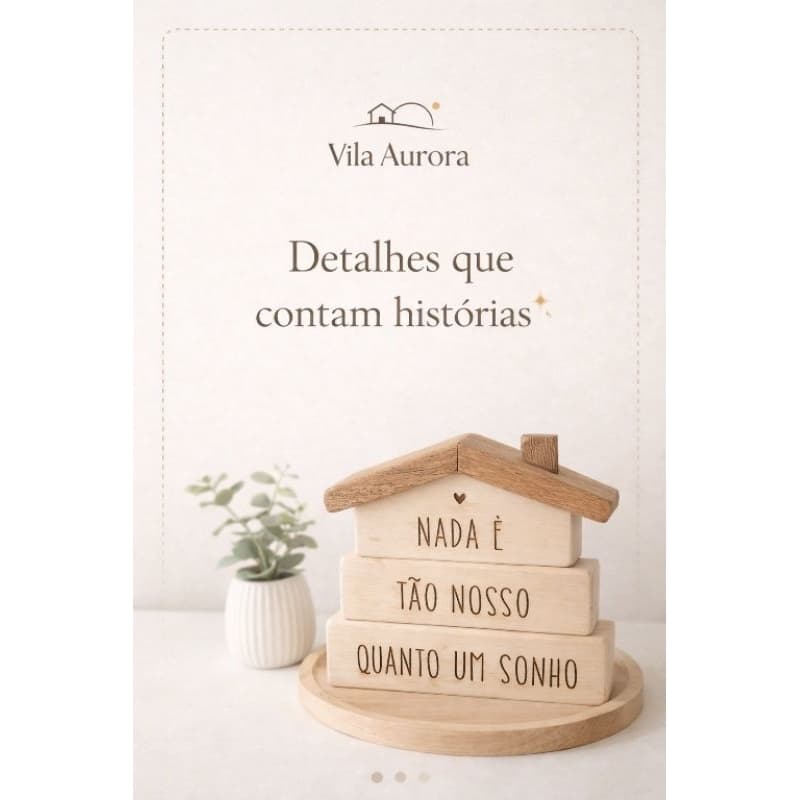 Placa Decorativa Casa Tijolinhos em Madeira Personalizada | Frase Decorativa Minimalista para Sala e Presente