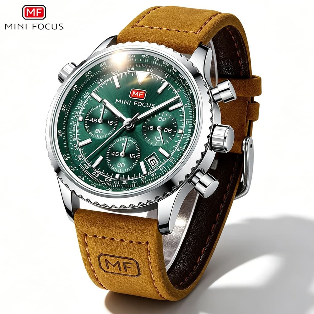 MINI FOCUS Luxo Relógio Masculino À Prova d'Água Luminoso Relógios quartzo pulseira couro legítimo