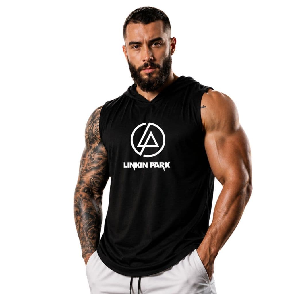 Regata Masculina Com Capuz Linkin Park Camiseta Sem Manga Banda Rock