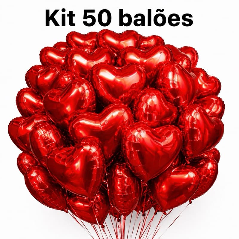 50 Balão Coração Metalizado 18" Polegadas 45cm Casamento Mãe Namorado