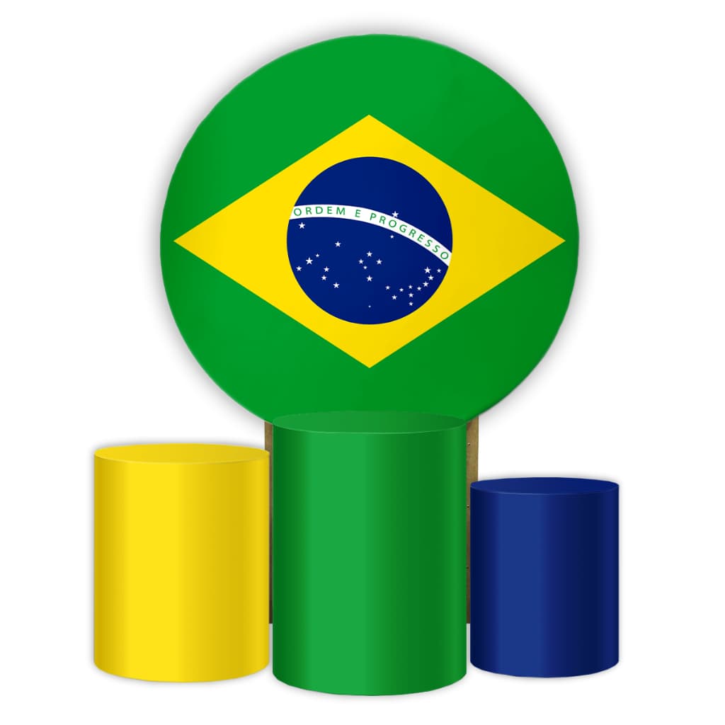 Painel Redondo Copa Sistema Veste Fácil Capas Cilindro Decoração 2026 Futebol Brasileiro Festa