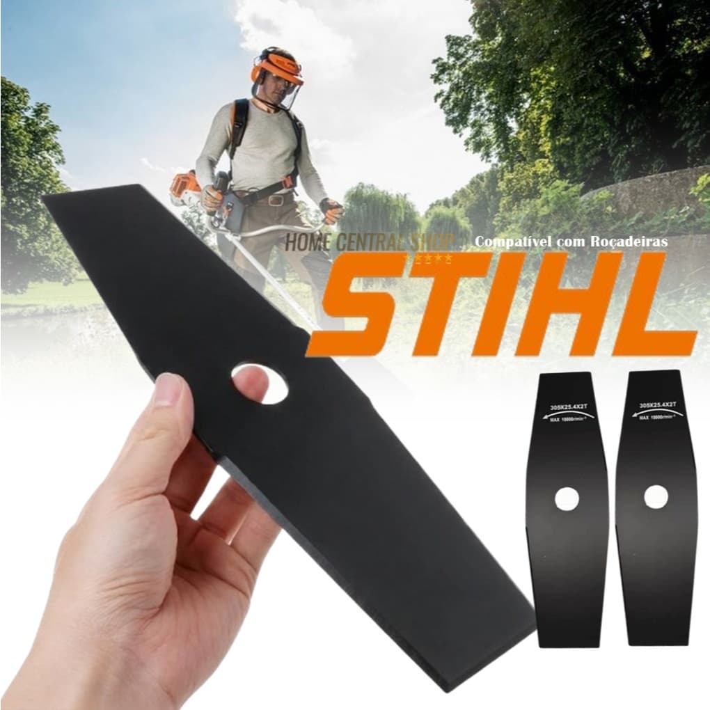 Kit 3 Lâmina Faca 2 Pontas P/ Roçadeira Stihl Fs160 Fs220 Fs280 Fs300 Fs310 Fs350