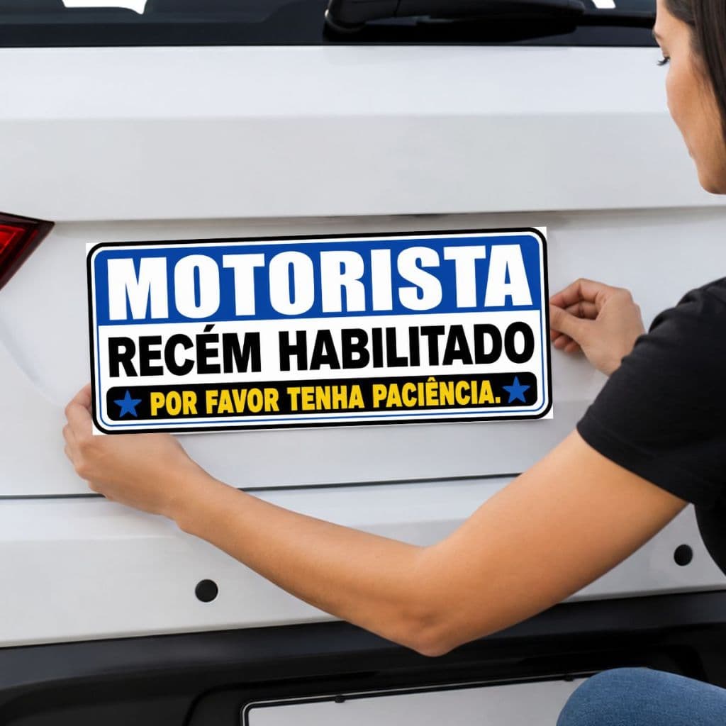 Adesivo Imantado Placa Identificação Motorista Recém Novato Habilitado Carro