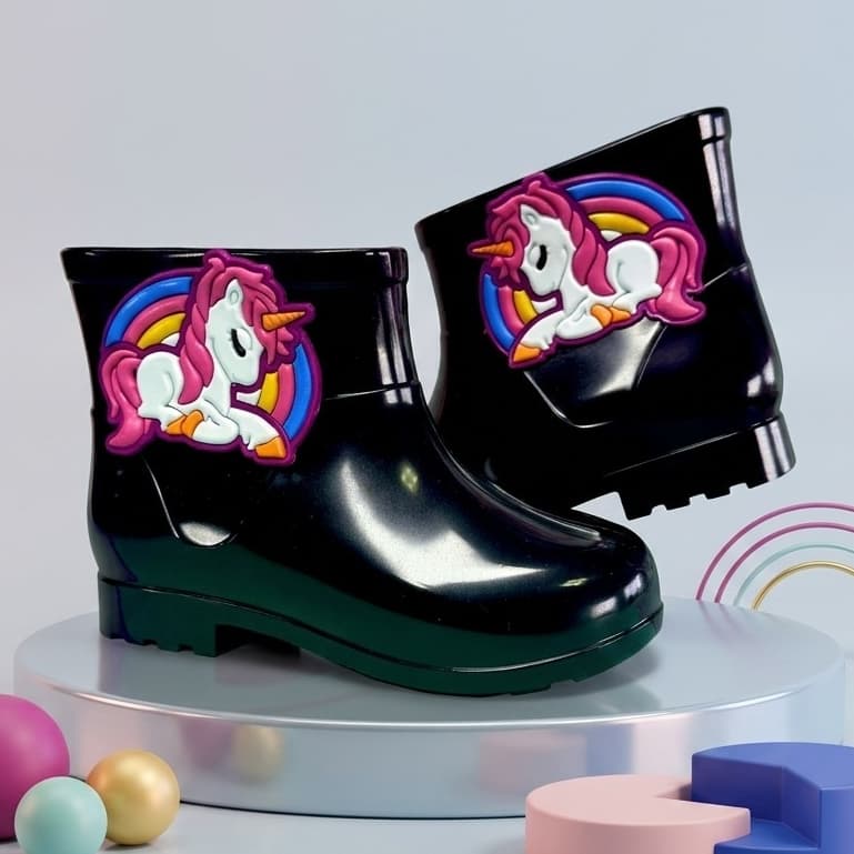 Galocha Infantil Menina Bota Feminina Cano Curto Colorida Confortável e Resistente