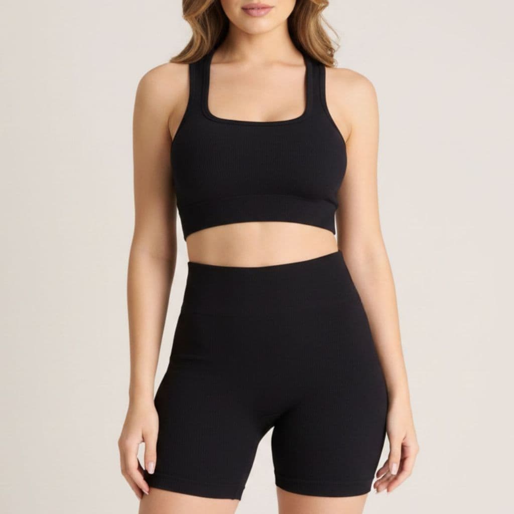 Conjunto de Academia Feminino Fitness Top Short Cintura Alta