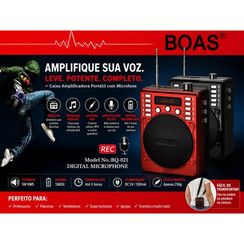 Amplificador Megafone Microfone Kit Completo Professores COR ALEATORIA