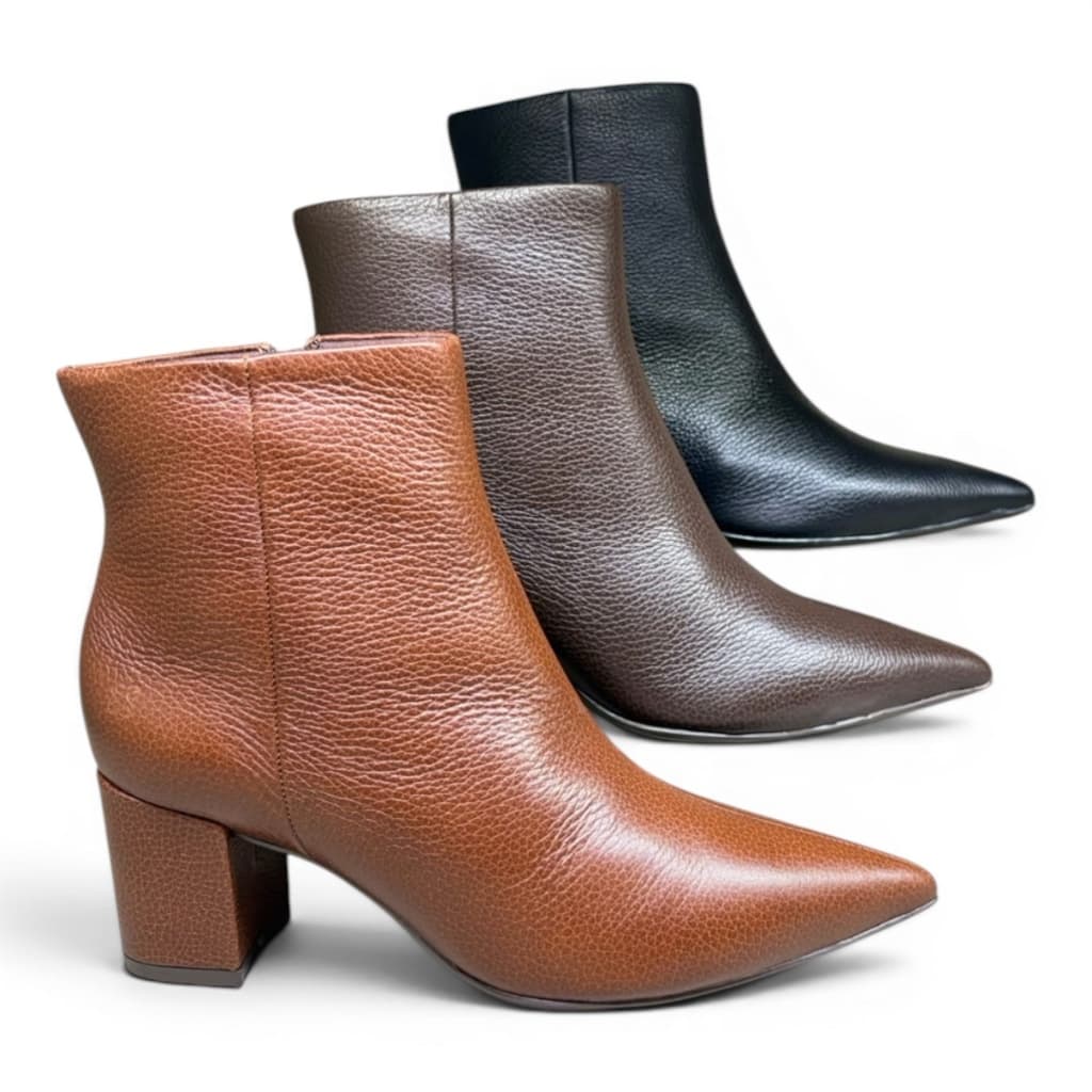 BOTA SOLIS BRASIL 1528B COURO BICO FINO SALTO BLOCO FEMININA