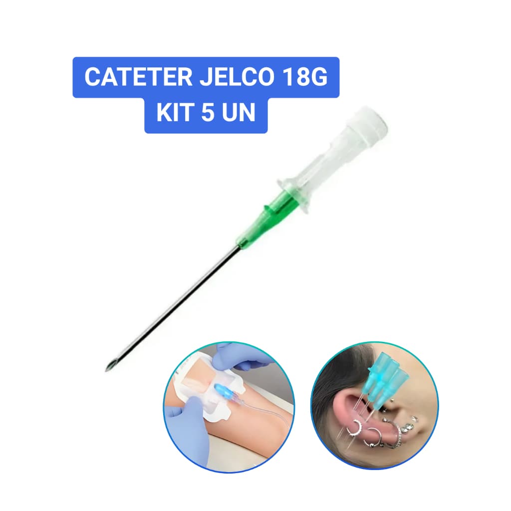 Kit 5 Cateter Jelco Intravenoso Body Piercing Dispositivo Esteríl