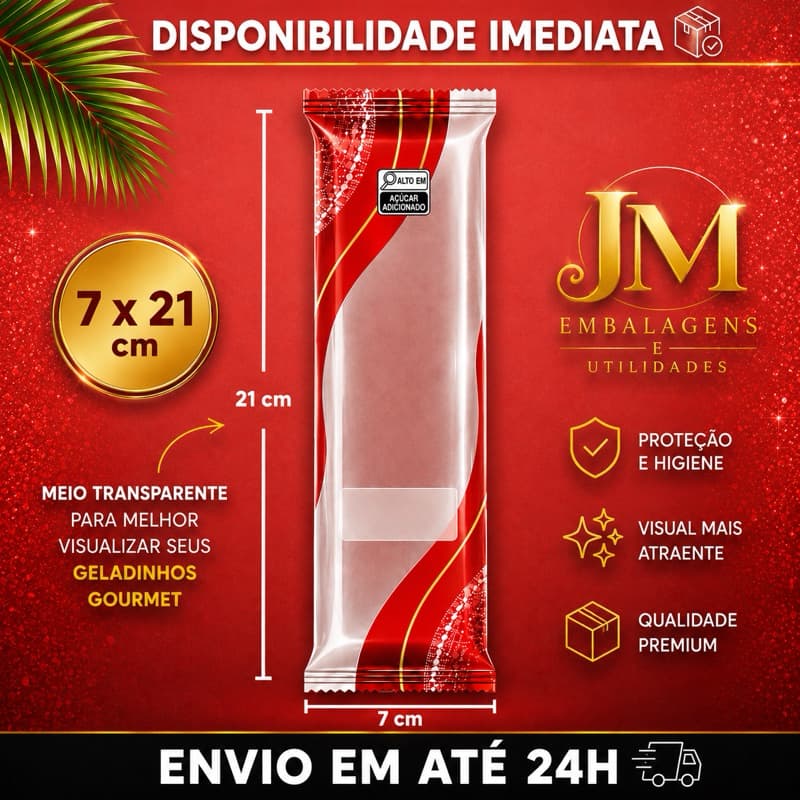 Embalagem higiênica para geladinho gourmet 7x 21 dindin gourmet sacolé chup chup - 240 unidades