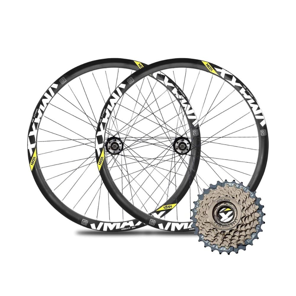 Par de Roda Aro 29 Vmaxx Sl Preto Freio a Disco em Aluminio Folha Dupla Modelo Grau + Catraca Roda Livre Index 7V 21v