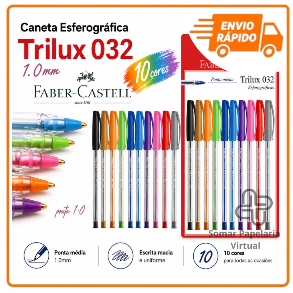 Caneta Esferográficas 1.0mm Trilux 032 Faber Castell