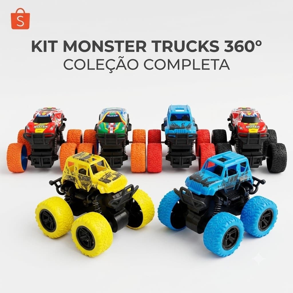 Carrinho De Brinquedo Fricção Monster Truck Gira 360 Graus Off Road Infantil Menino