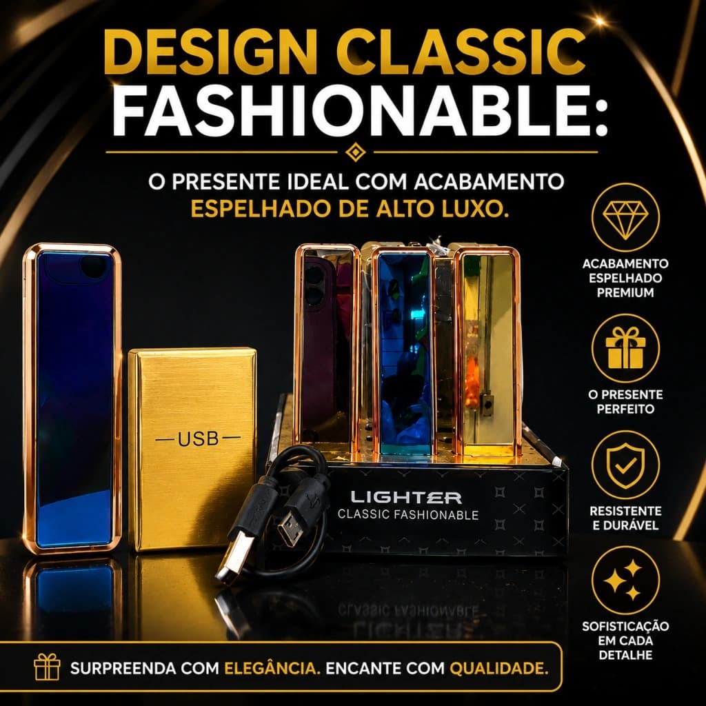 Isqueiro Elétrico Plasma USB Recarregável Touch De Luxo Espelhado Metal Resistente Ao Vento Para Presente Cores