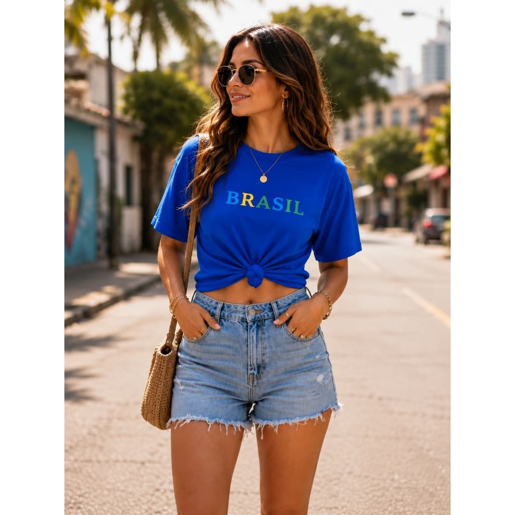 Camisa Brasil Feminina T-Shirt Copa do Mundo Estampada