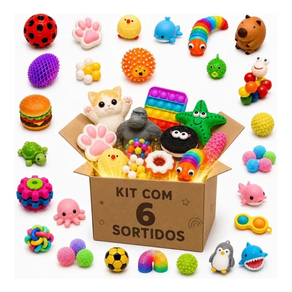 Kit 6 Brinquedos Autista Sensorial Antiestresse Ajuda Relaxa
