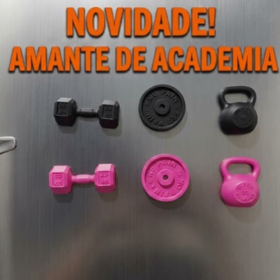 Kit Ímã de Geladeira Academia 9 Peças – Halter, Kettlebell e Anilha | Decoração Fitness Kit Magnético Fitness Box Gim