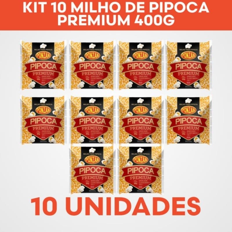 Kit 10 Milho Pipoca Premium Ponzan 400g Especial Festa Junina