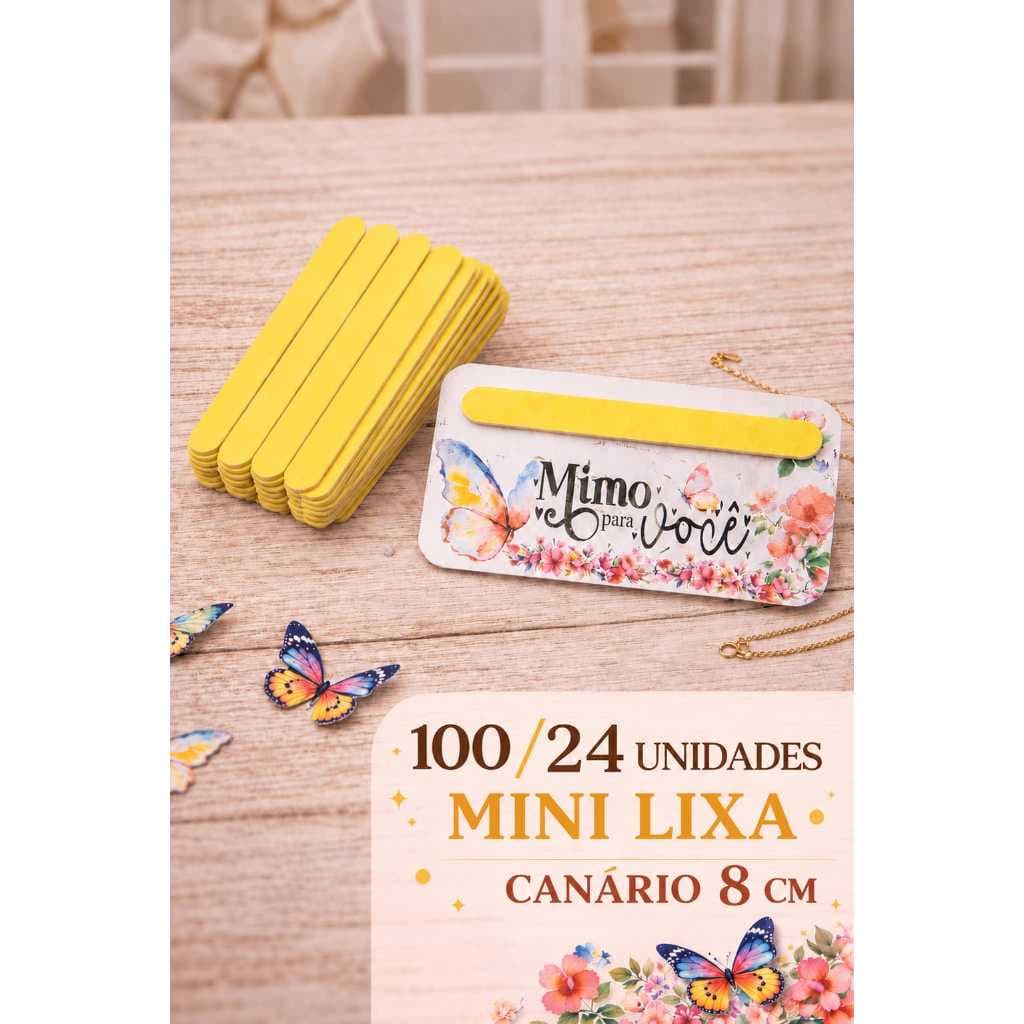 Mini Lixa De Unha Amarela Canário Descartável Manicure Pedicure 8 Cm Estética Profissional Salão de Beleza