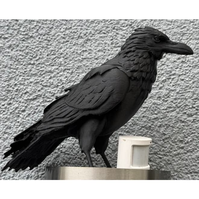 Boneco Estatueta Pássaro Corvo Decoração De Ambiente Em 3D Com 10Cm de Altura