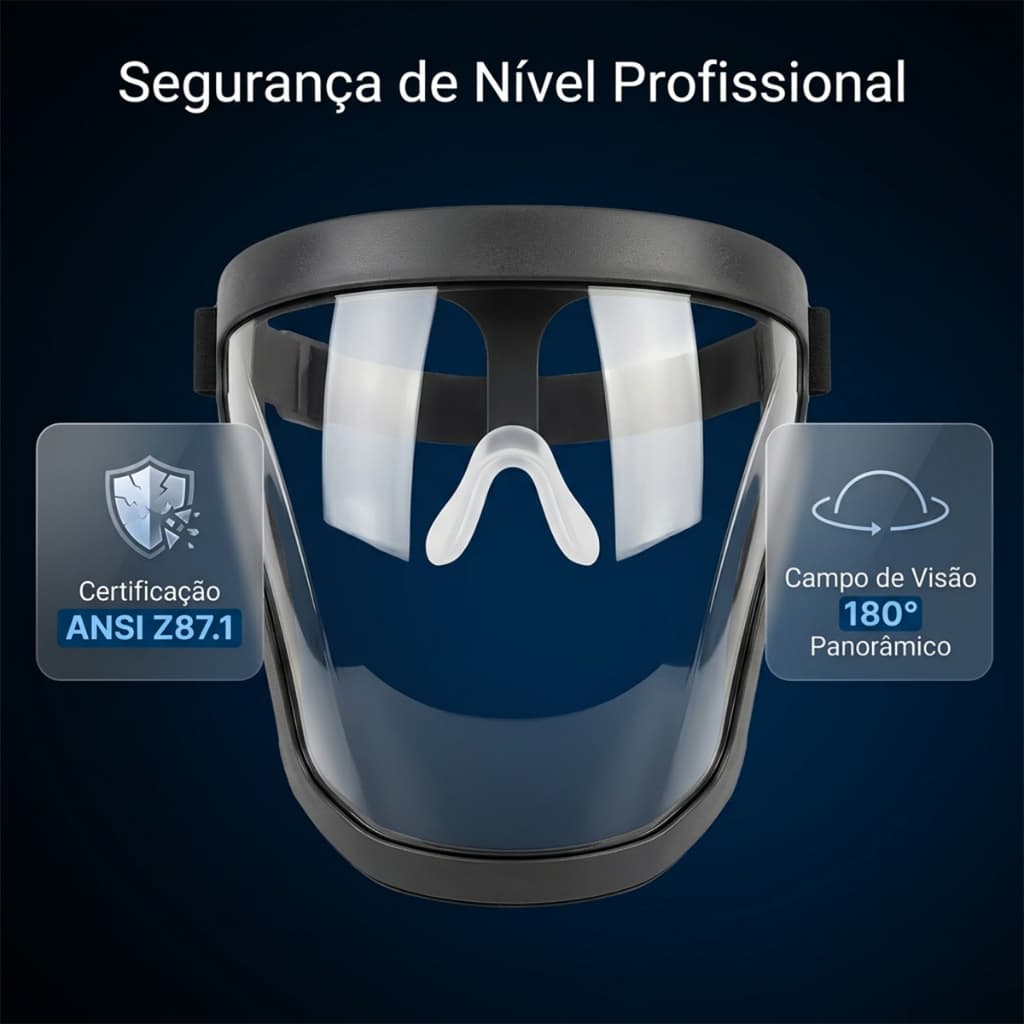 Protetor Facial Transparente -Robusto e resistente à pressão