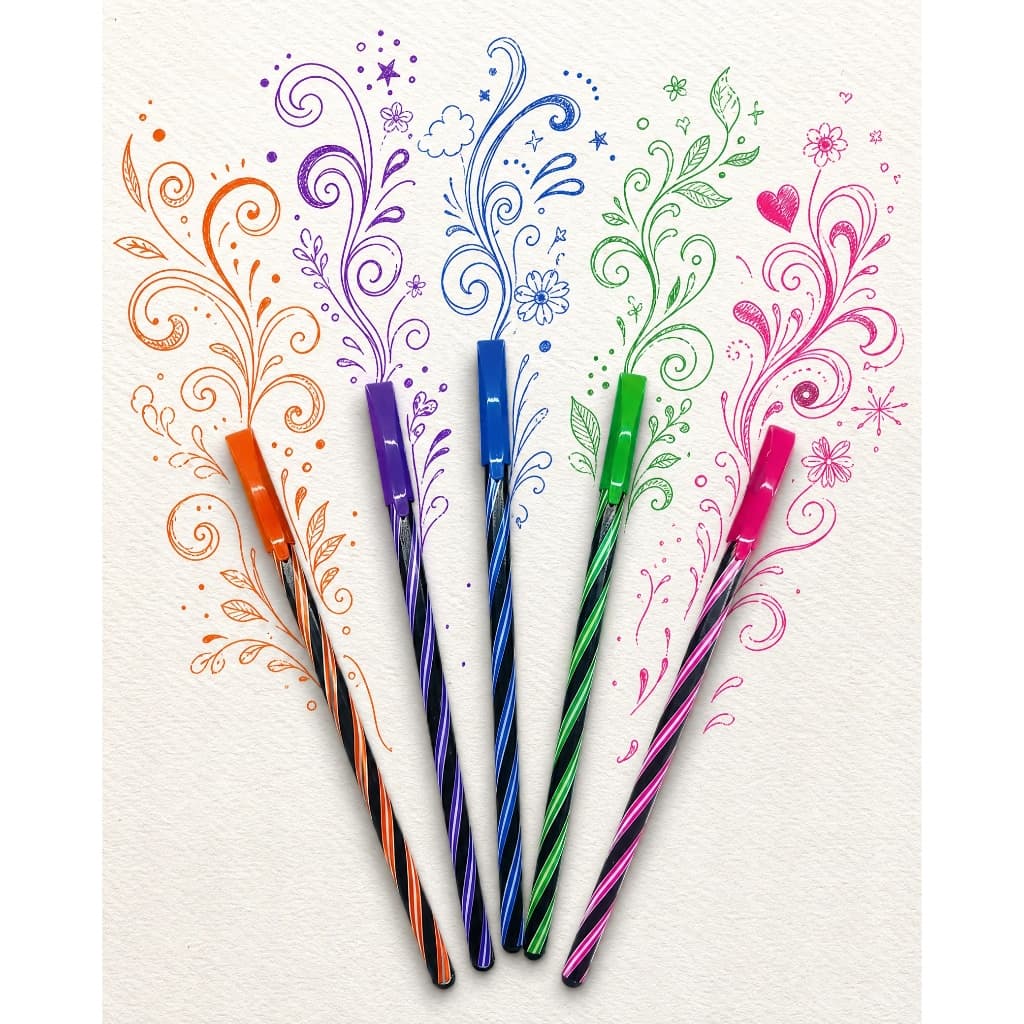 Caneta Esferográfica Colorida Wow Fun – Kit com 5 Unidades