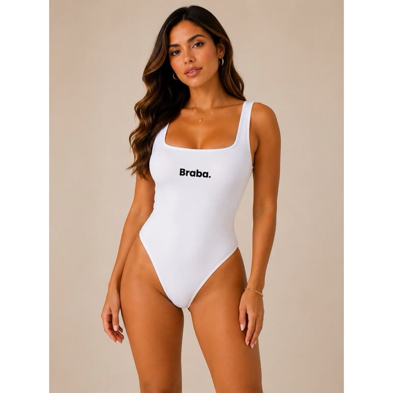 Body Bori Bory Blusa Blusinha Decote Quadrado Alça Grossa Estampada Suplex Frases