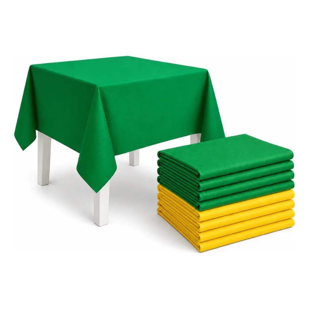 Kit 10 Toalhas De Mesa Tnt Festa Junina 85 x 85 Com Cores Vivas Verde e Amarelo