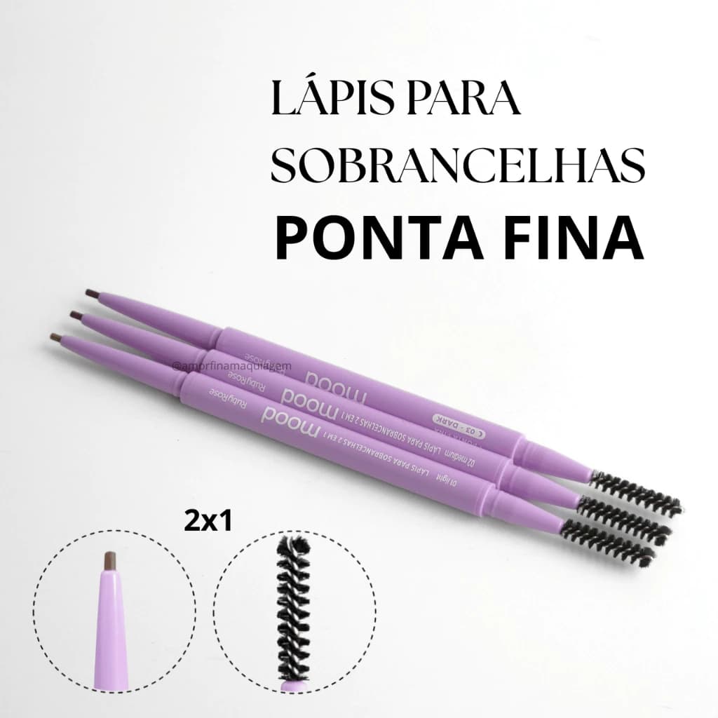 Lápis Para Sobrancelhas Ponta Fina Alta Precisão Mood Ruby Rose Preto ou Marrom 0,1g