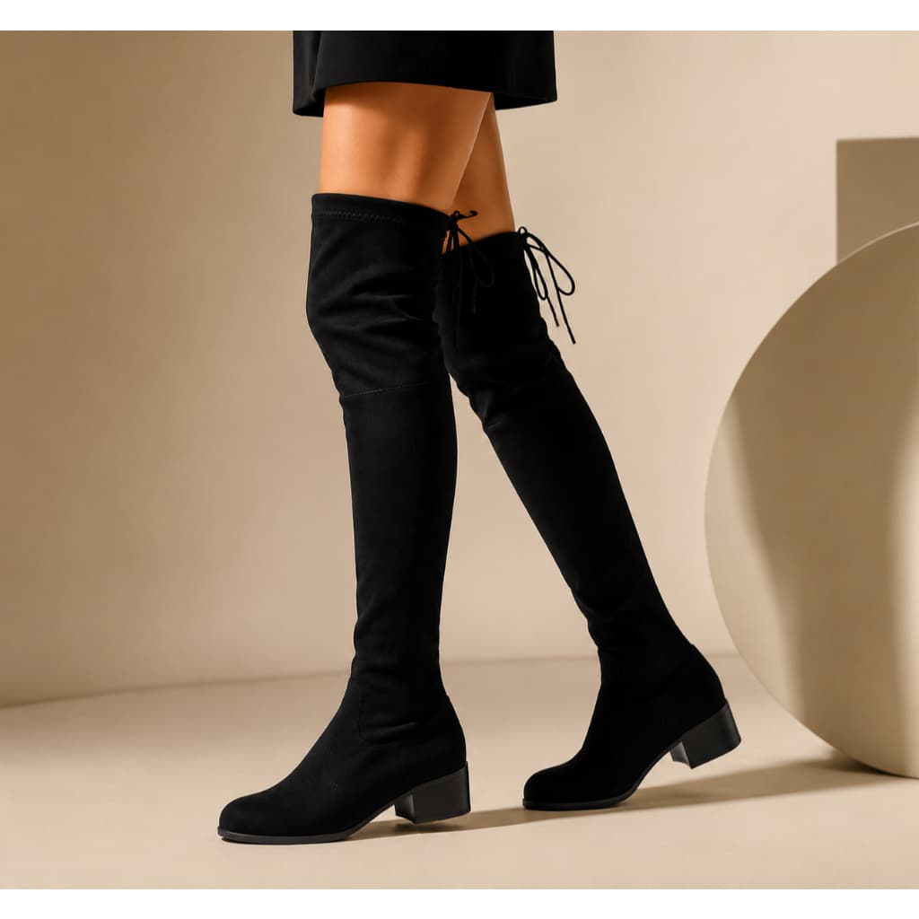 Bota Feminina Cano Longo Camurça Blogueira Tendência Inverno Moda Confortável