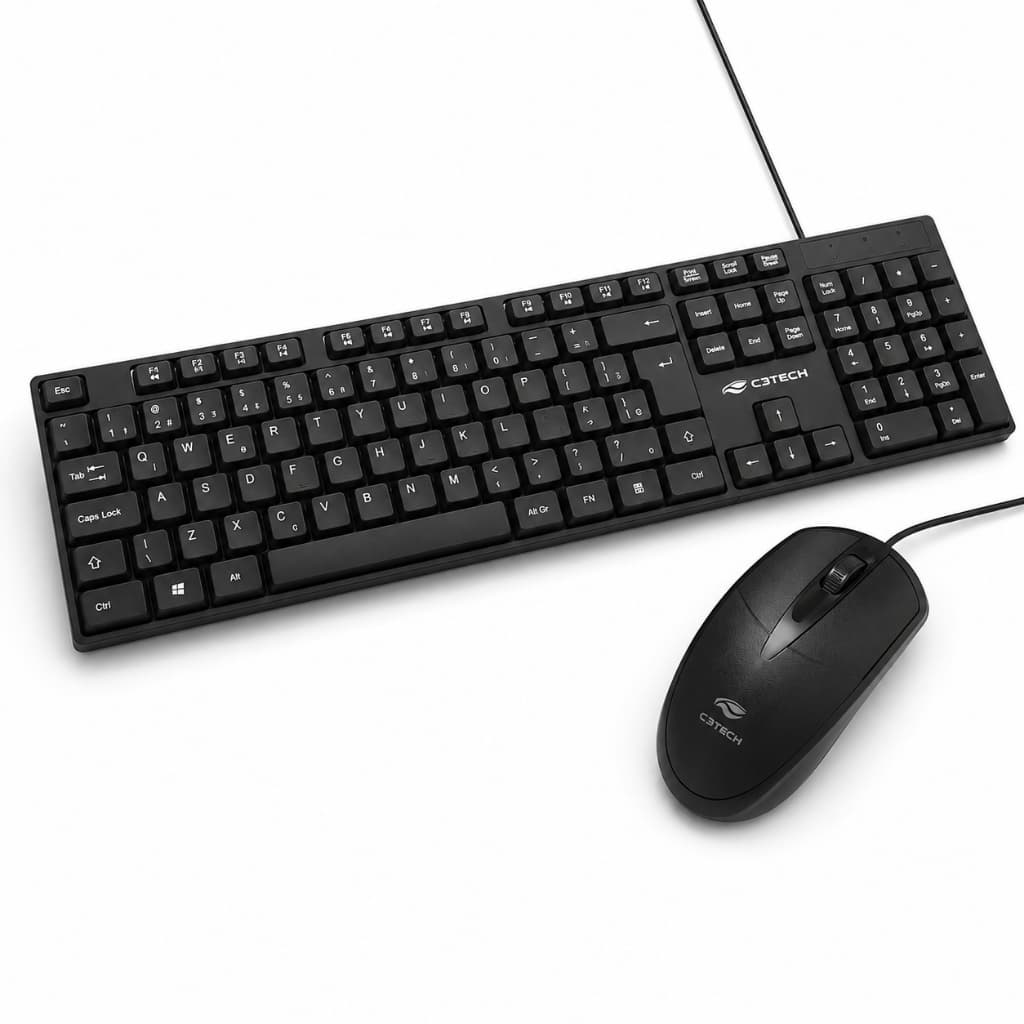 Kit Teclado e Mouse USB C3Tech Office Silencioso, Conforto e Precisão para Seu Dia Ideal para Estudantes e Uso Doméstico
