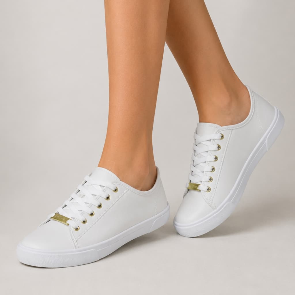 Tênis Moleca Feminino Branco Original Confortável Casual Cadarço