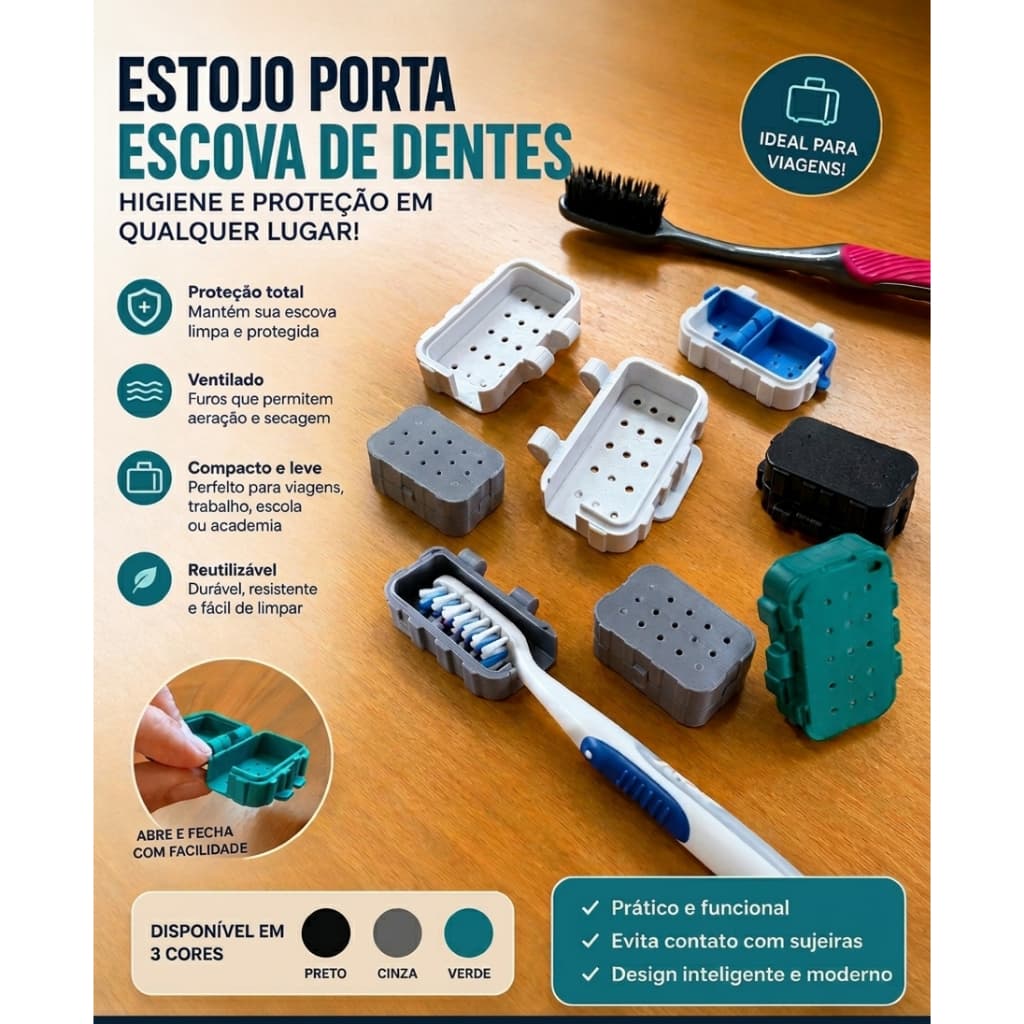 Kit 6 Estojos Porta Escova de Dentes – Higiene e Praticidade para Toda a Família!