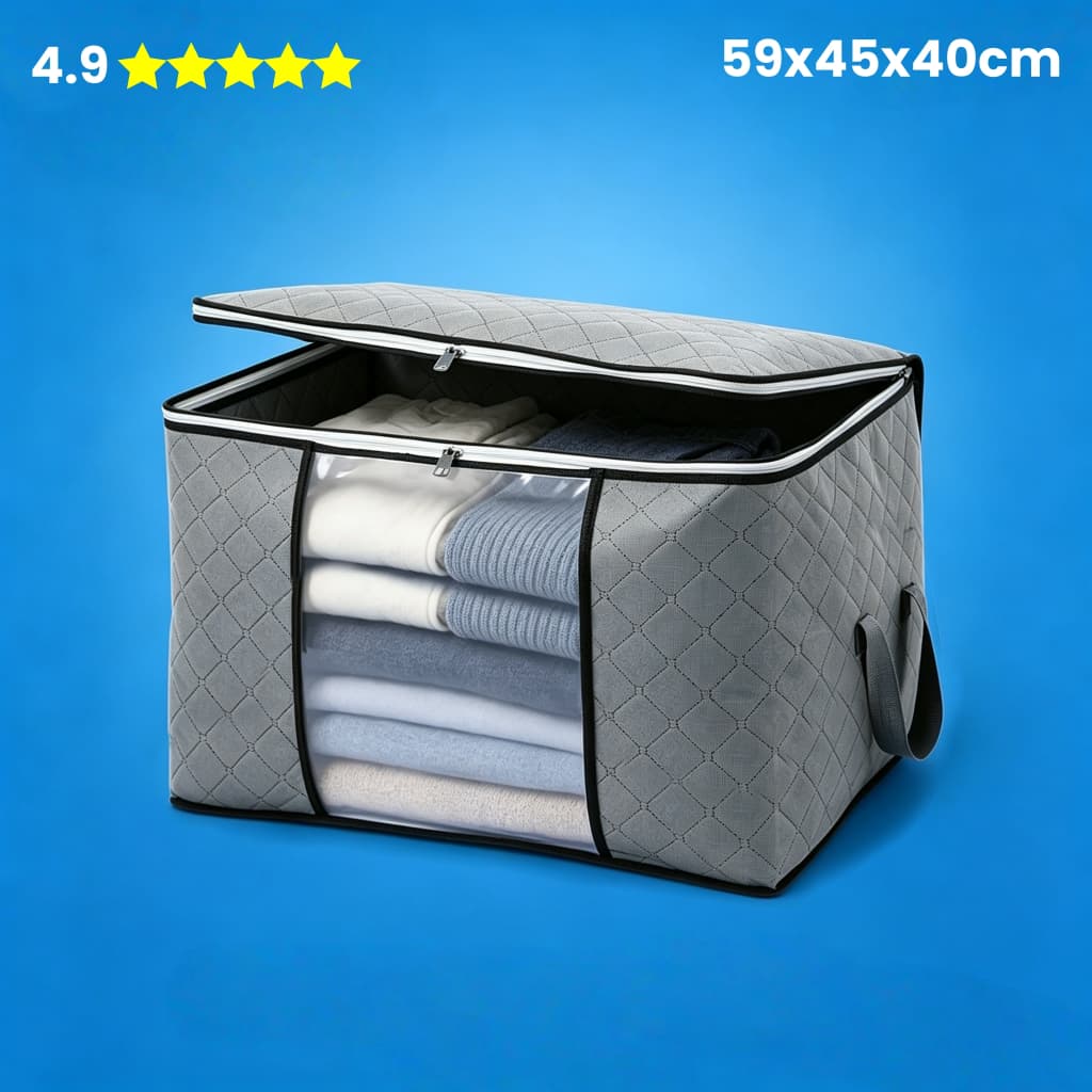 Caixa Organizadora Ecológica Multiuso para Roupas, Casacos e Cobertores | Anti Poeira, Umidade e Insetos | Guarda Roupa
