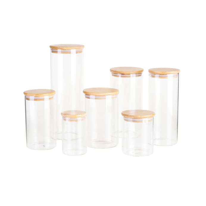 Jogo Potes Herméticos Brinox Ekko 7 Peças Vidro Borossilicato Tampa Bambu Vedação Silicone
