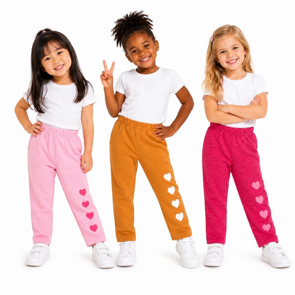 Kit 3 Calça Infantil Moletom Feminina Sortidas Cores Vibrantes Casual Confortável