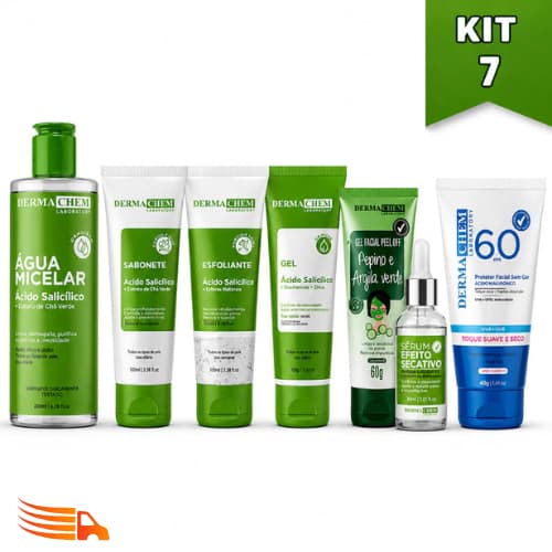 Kits Skincare Limpeza de Peles Oleosas Salicilico Anti Acne Protetor Solar Dermachem