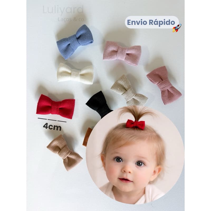 Mini Laço Bico de Pato Infantil Bebê LINHO 100% Encapado Antideslizante Menina