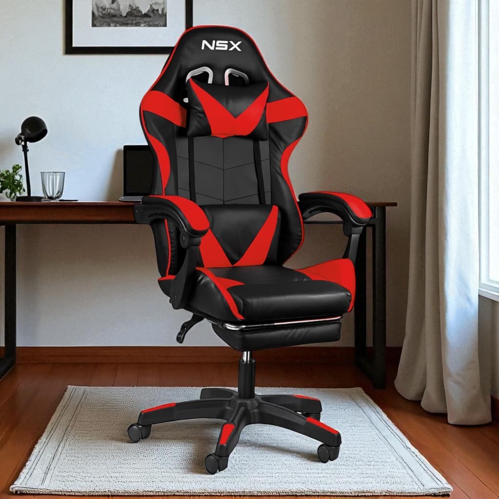 Cadeira De Escritório Gamer Nsx Ergonômica Giratória Estofado Couro Sintético Reclinável