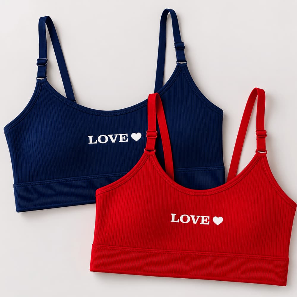 Kit 2 Top Canelado Sem Bojo Academia Alça Ajustavel Moda Fitness Sutia Feminino Sem Aro